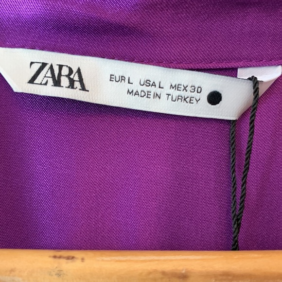 SOLD || Zara Purple Satin Effect Wrap Dress- Size L - Picture 5 of 13